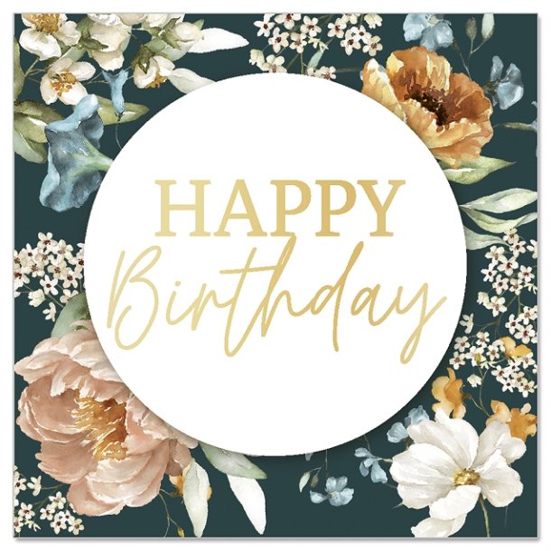 Artebene Mini Dobbeltkort - Happy Birthday Blomster