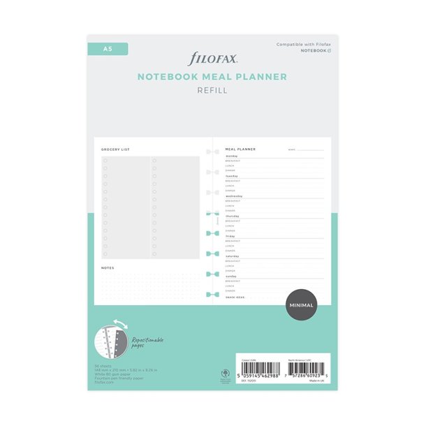 Filofax Notebook Refill A5 Meal Planner