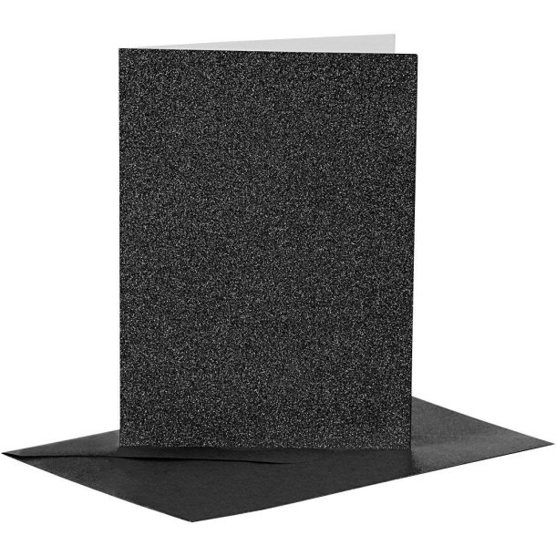 Kort &amp; Kuverter Sort Glitter