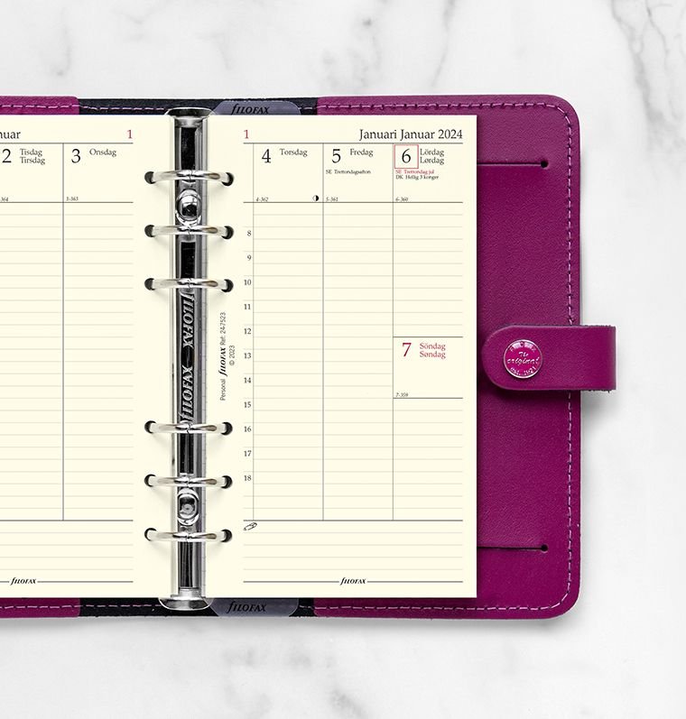 Filofax Refill Ugeplan Vertikal Personal 2024 - Kalender - staxenshop.dk