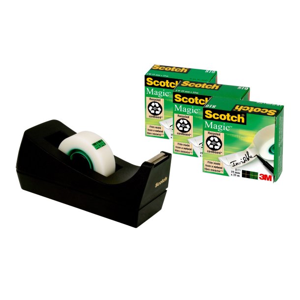Scotch Tape Dispenser + 3 ruller magic tape