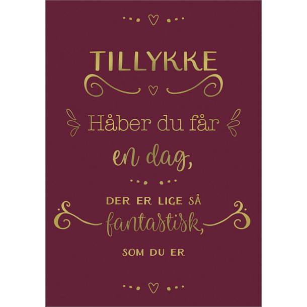 Hartung Postkort - Tillykke Hber at du fr en dag
