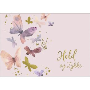 Hartung Postkort - Held og lykke sommerfugle