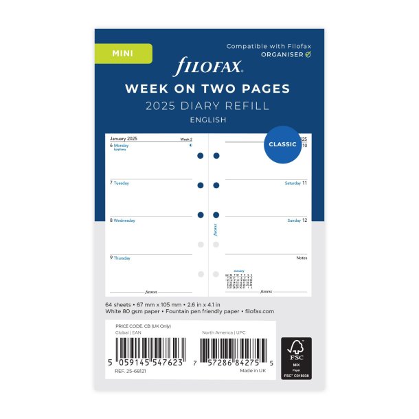 Filofax Refill Ugeplan Mini 2025