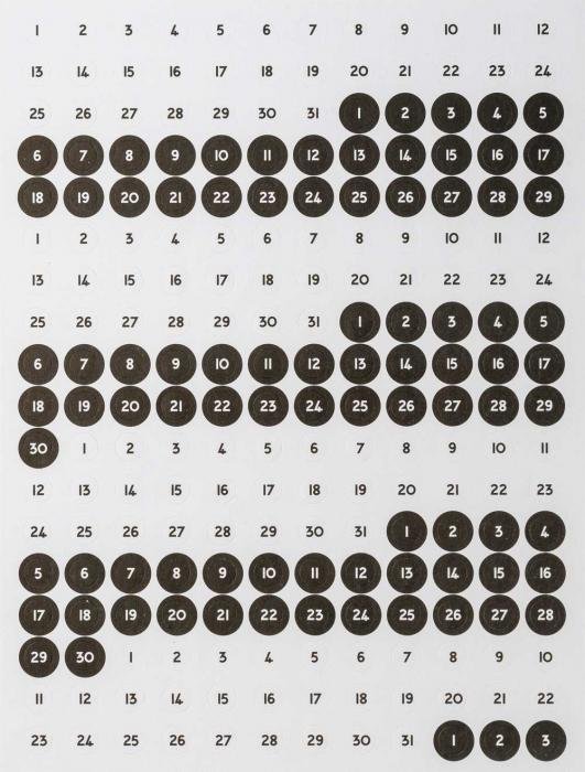 Kalender Stickers - Numbers - Kalender - papiret.dk
