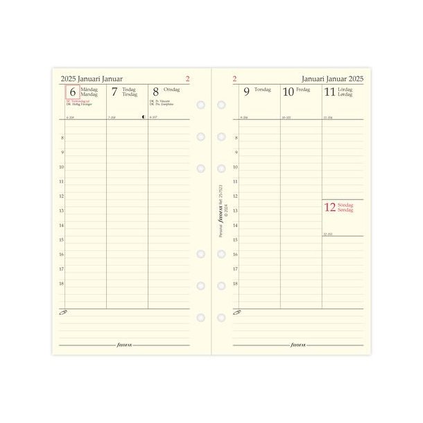 Filofax Refill Ugeplan Vertikal Personal 2025