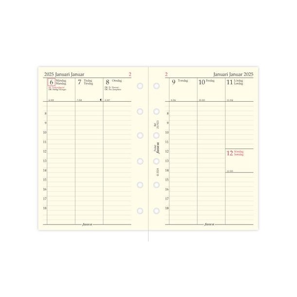 Filofax Refill Ugeplan Vertikal Pocket 2025