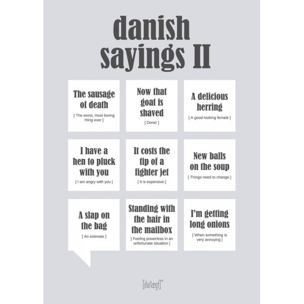 Dialgtplakat A5 Kort - Danish Sayings II