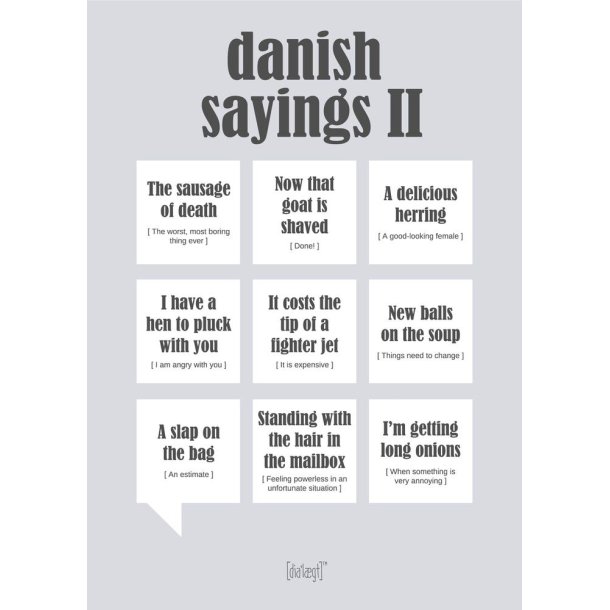 Dialgtplakat A5 Kort - Danish Sayings II