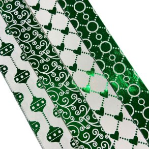 Stjernestrimler Effekt Foil Hvid/Grn 15mm.