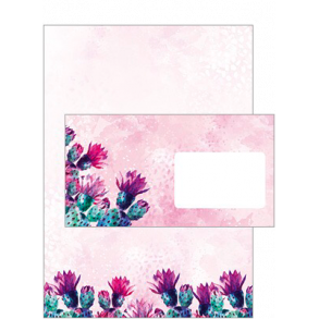 Brevpapir st - Pink Kaktus