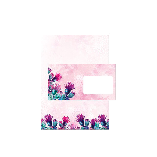 Brevpapir st - Pink Kaktus