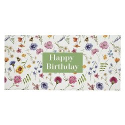 Artebene Gavekuvert - Happy Birthday Flowers White