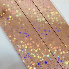 Stjernestrimler Holografisk Rose Gold 15mm.