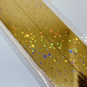 Stjernestrimler Holografisk Guld 25mm.