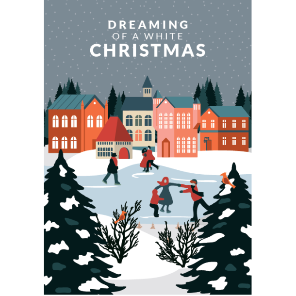 Juleplakat A5 Kort - Dreaming of a white christmas