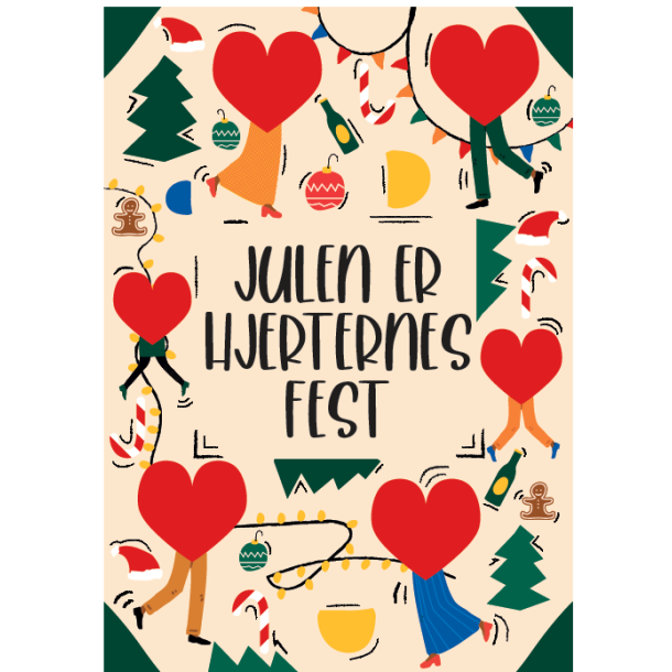 Juleplakat A5 Kort - Julen er hjerternes fest