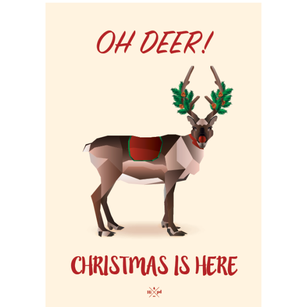Citatplakat A5 Kort - Oh deer! Christmas is here