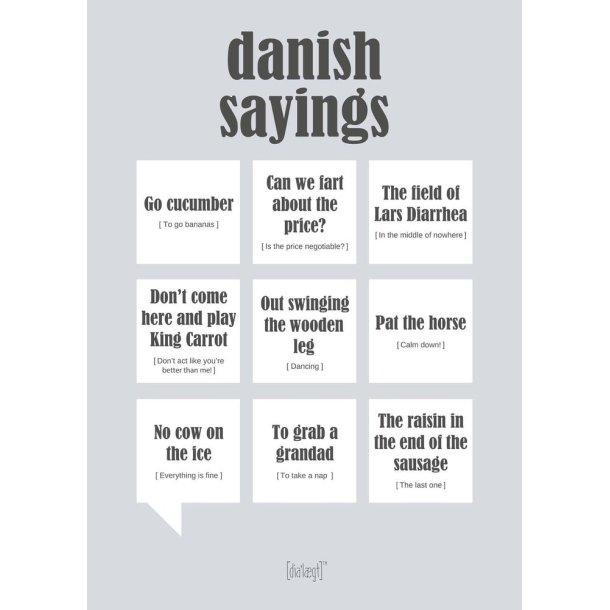 Dialgtplakat A5 Kort - Danish Sayings I