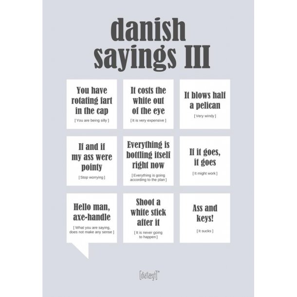 Dialgtplakat A5 Kort - Danish Sayings III