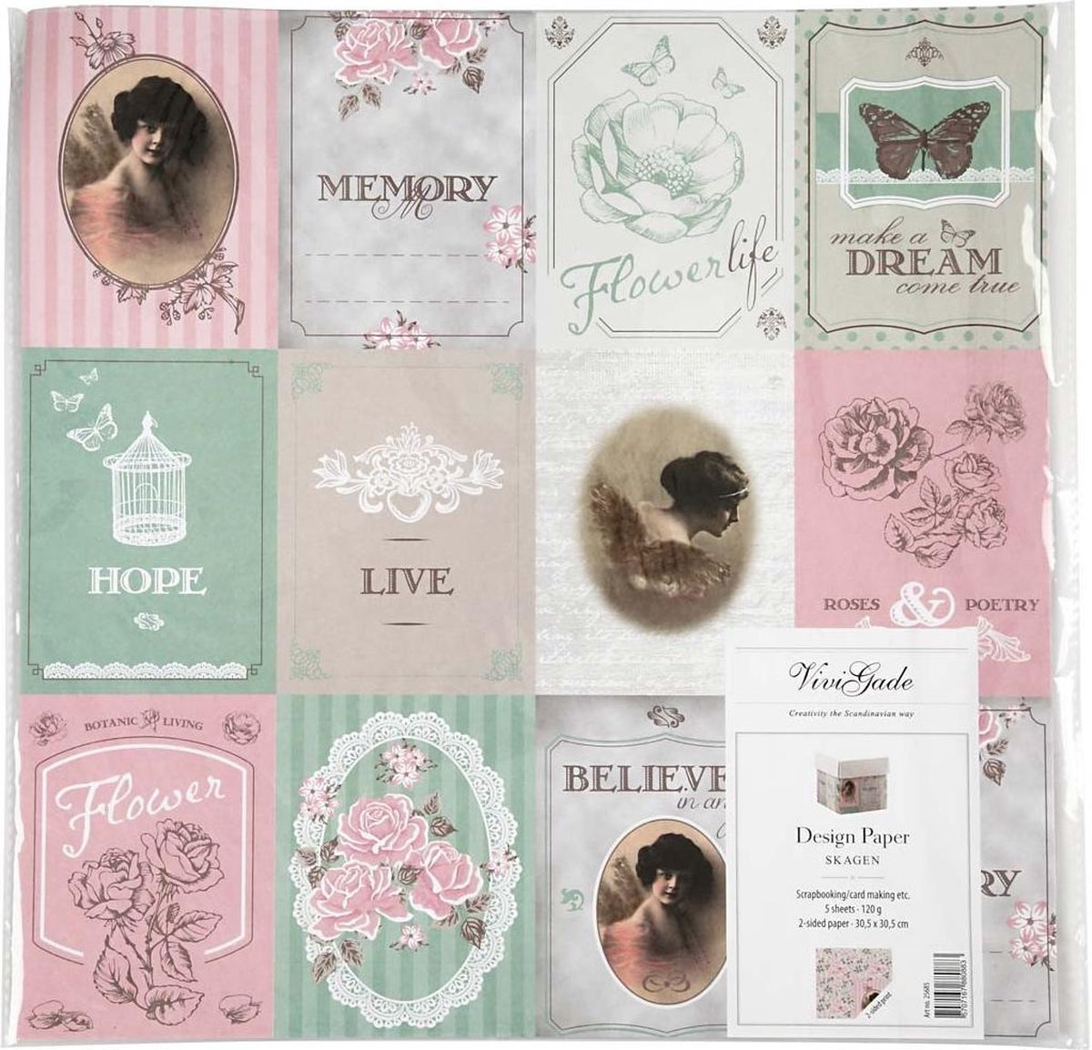 Designpapir 5 Ark - Pastel - Papir & Bøger - papiret.dk