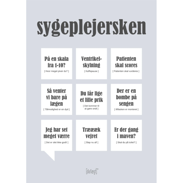 Dialgtplakat A5 Kort - Sygeplejersken