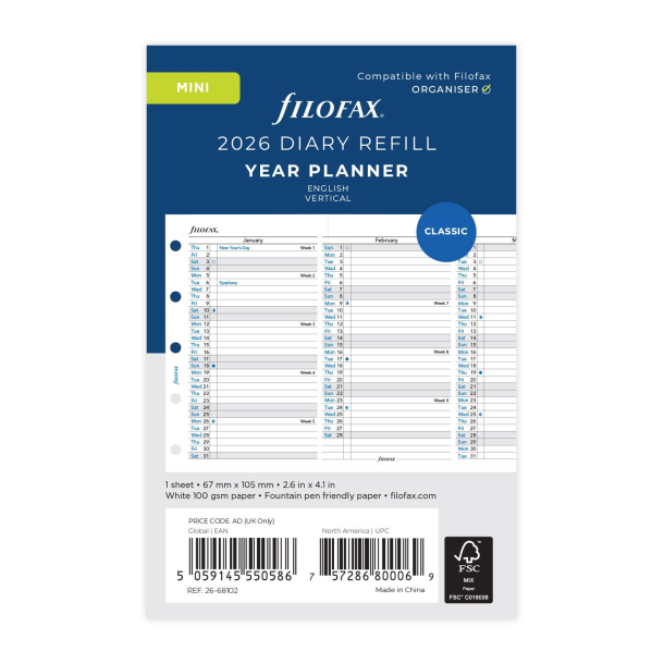 Filofax Refill �rsplan Mini 2026