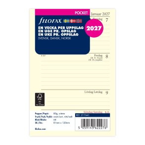 Filofax Refill Ugekalender Horisontal Pocket 2027