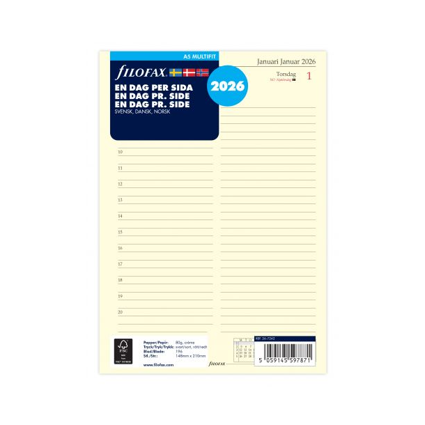 Filofax Refill Dagskalender A5 2026
