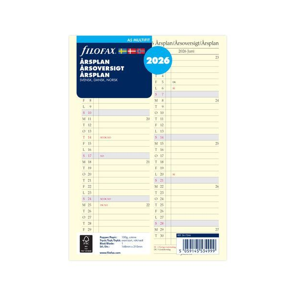 Filofax Refill �rsplan A5 2026