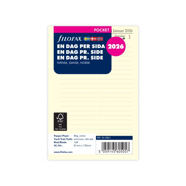 Filofax Refill Dagskalender Pocket 2026