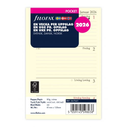 Filofax Refill Ugekalender Horisontal Pocket 2026
