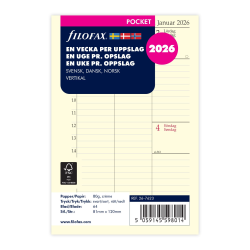 Filofax Refill Ugekalender Vertikal Pocket 2026