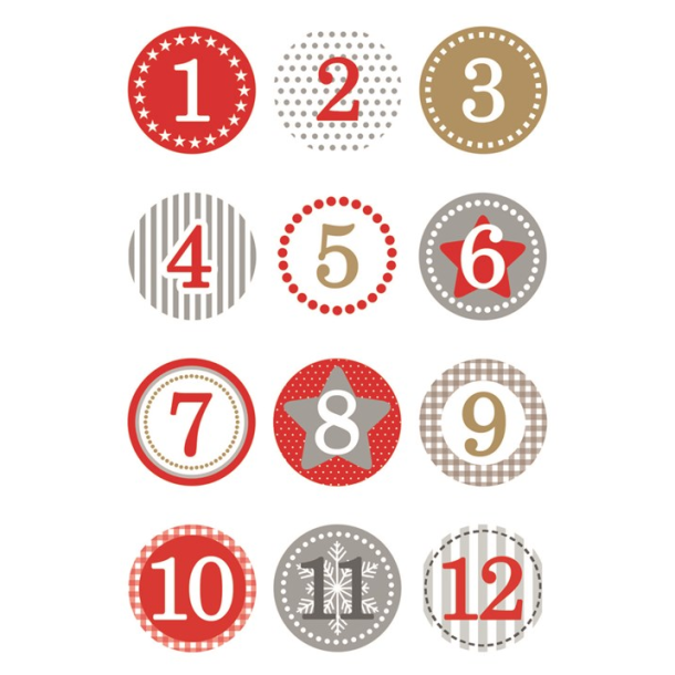 Kalendertal 1-24 - Runde med glitter