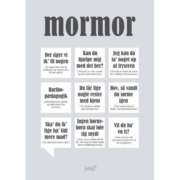 Dialgtplakat A5 Kort - Mormor