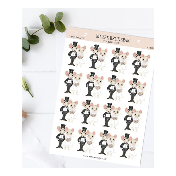 Mouse &amp; Pen Sticker - Musse Brudepar