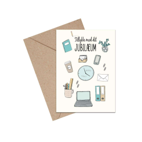 Mouse & Pen Dobbeltkort - Tillykke med dit jubil�um