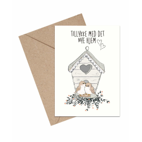 Mouse & Pen Dobbeltkort - Tillykke med det nye hjem