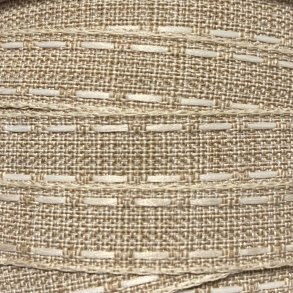 Stofb�nd Luksus - Beige riet Hvid 12mm.