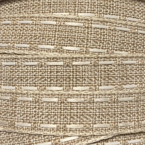Stofb�nd Luksus - Beige riet Hvid 12mm.