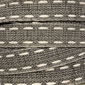 Stofb�nd Luksus - Gr� riet Hvid 12mm.