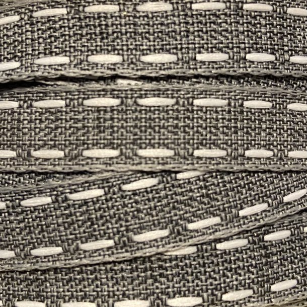 Stofb�nd Luksus - Gr� riet Hvid 12mm.