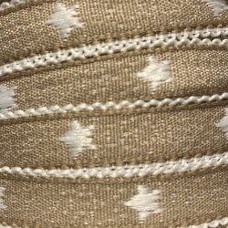 Stofb�nd Luksus - Stjerner Beige 12mm.