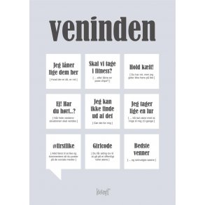 Dialgtplakat A5 Kort - Veninden