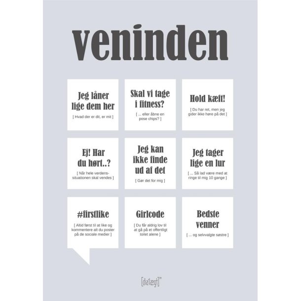 Dialgtplakat A5 Kort - Veninden