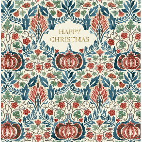 William Morris Dobbeltkort - Happy Christmas Red