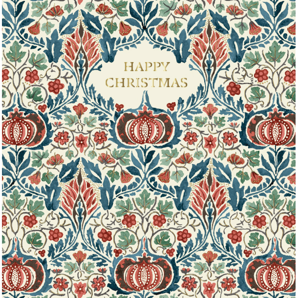 William Morris Dobbeltkort - Happy Christmas Red
