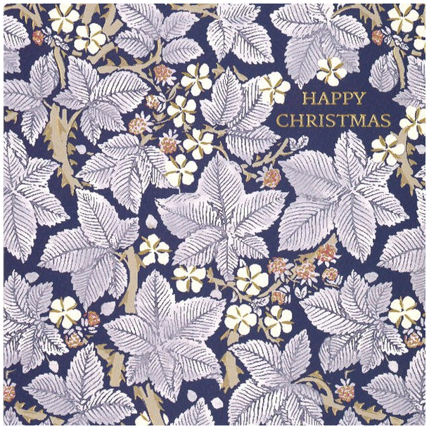 William Morris Dobbeltkort - Happy Christmas Blue