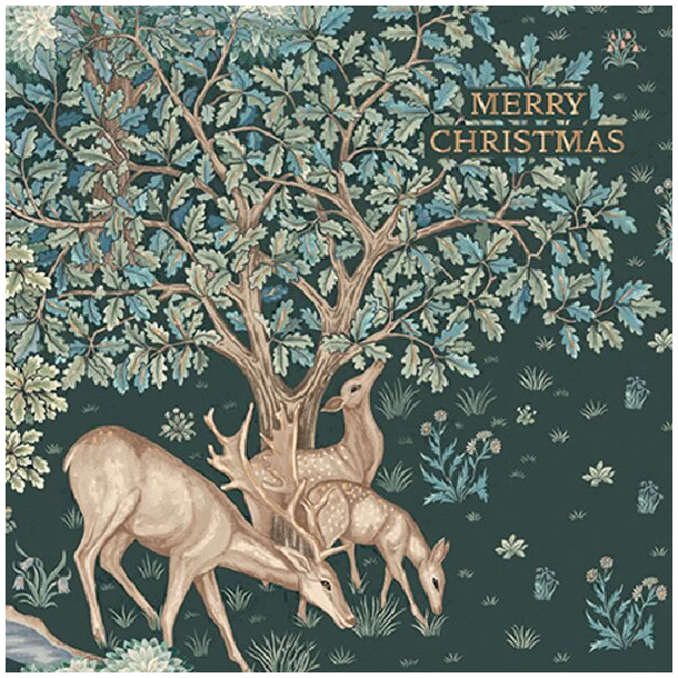 William Morris Dobbeltkort - Merry Christmas Deers