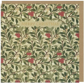 William Morris Dobbeltkort - Merry Christmas Red Berries